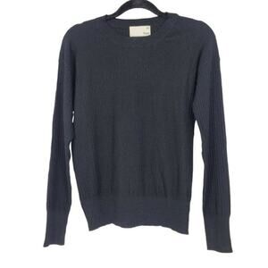 Wilfred Free Women's Black Crewneck Long Sleeve Ribbed Knit Sweater Size XXS